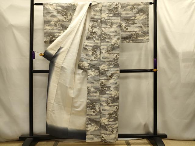 平和屋着物■上質な紬　雲取草花文　正絹　逸品　AABL4446sx