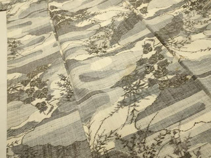 平和屋着物■上質な紬　雲取草花文　正絹　逸品　AABL4446sx