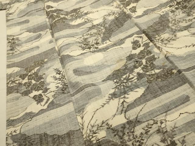 平和屋着物■上質な紬　雲取草花文　正絹　逸品　AABL4446sx
