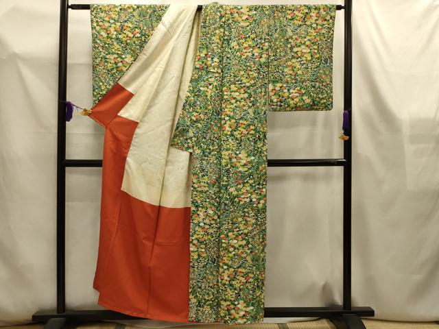 平和屋着物■上質な小紋　草花文　正絹　逸品　AABL4447sx