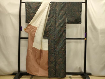 平和屋着物■本場大島紬　草花文　正絹　逸品　AABL4448sx
