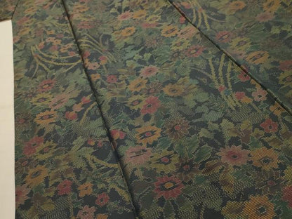 平和屋着物■本場大島紬　草花文　正絹　逸品　AABL4448sx