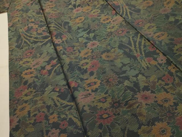 平和屋着物■本場大島紬　草花文　正絹　逸品　AABL4448sx