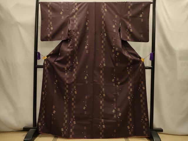 平和屋着物■上質な小紋　色紙吉祥舞桜文　金彩　正絹　逸品　AABL4452sx