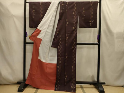 平和屋着物■上質な小紋　色紙吉祥舞桜文　金彩　正絹　逸品　AABL4452sx