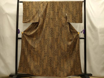 平和屋着物■上質な小紋　吉祥花短冊文　黒地　鬼しぼ縮緬　正絹　逸品　AABL4453sx