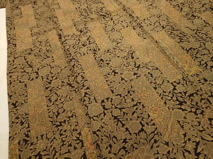 平和屋着物■上質な小紋　吉祥花短冊文　黒地　鬼しぼ縮緬　正絹　逸品　AABL4453sx
