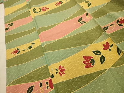 平和屋着物■上質な小紋　更紗花紋　正絹　逸品　AABL4454sx
