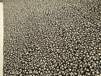 平和屋着物■上質な小紋　草花文　黒地　鬼しぼ縮緬　正絹　逸品　AABL4456sx