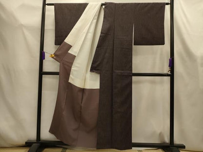平和屋着物■白鷹お召　幾何学文様　三越扱い　正絹　逸品　AABL4457sx