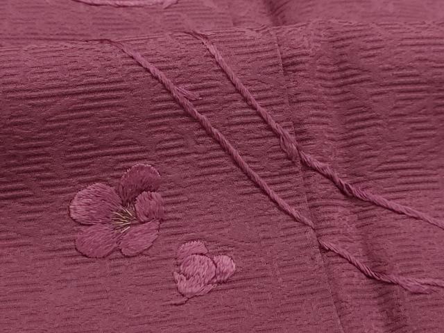 平和屋着物■豪華色留袖　刺繍　枝花文　浅蘇芳色　正絹　逸品　AABL4458sx