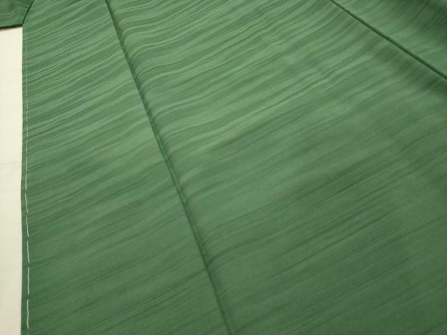 平和屋着物■上質な色無地　横段地紋　老竹色　正絹　逸品　AABL4461sx