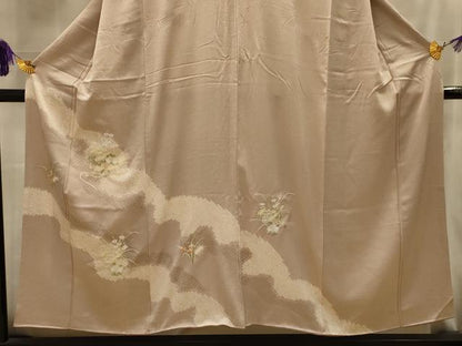 平和屋着物■訪問着　絞り　刺繍　花筏文　正絹　逸品　AABL4463sx