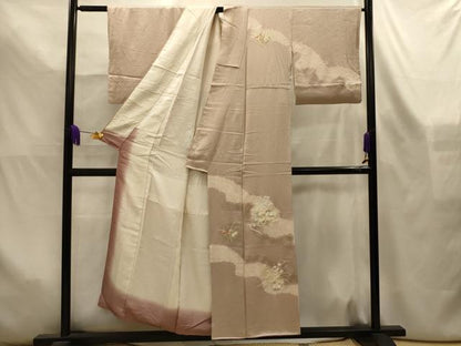平和屋着物■訪問着　絞り　刺繍　花筏文　正絹　逸品　AABL4463sx