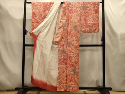 平和屋着物■上質な小紋　総絞り　重山風景文　正絹　逸品　AABL4469sx