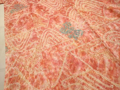 平和屋着物■上質な小紋　総絞り　重山風景文　正絹　逸品　AABL4469sx