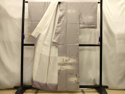 平和屋着物■訪問着　手描き　花文箱文　暈し染め　金銀彩　正絹　逸品　AABL4470sx