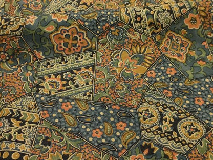 平和屋着物■上質な小紋　裂取更紗花文　正絹　逸品　AABL4473sx