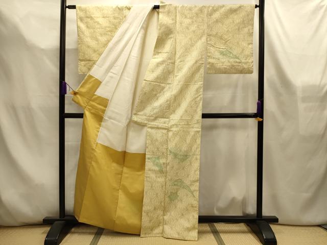 平和屋着物■中国三大刺繍　汕頭刺繍　スワトウ刺繍　訪問着　紬　扇面花紋　正絹　逸品　AABL4475sx