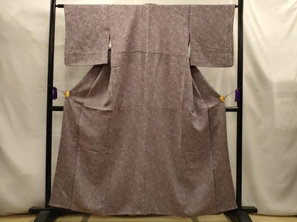 平和屋着物■上質な小紋　草花文　鬼しぼ縮緬　正絹　逸品　AABL4477sx