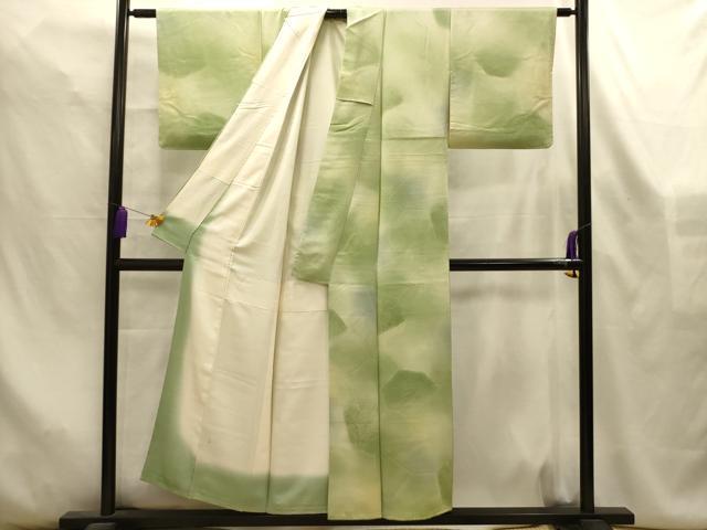 平和屋着物■上質な小紋　変わり亀甲草花文　暈し染め　正絹　逸品　AABL4484sx