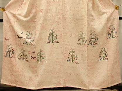 平和屋着物■訪問着　手描き　花鳥文　正絹　逸品　AABL4485sx