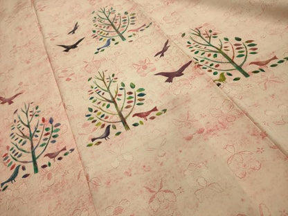 平和屋着物■訪問着　手描き　花鳥文　正絹　逸品　AABL4485sx