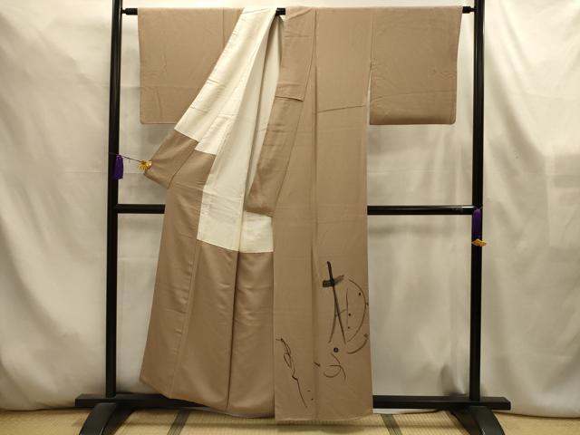 平和屋着物■色留訪問着　手描き　文字文　正絹　逸品　AABL4486sx