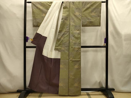 平和屋着物■上質な紬　舞葉文　正絹　逸品　AABL4487sx