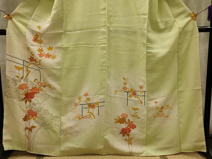平和屋着物■訪問着　駒刺繍　草花文　暈し染め　金彩　正絹　逸品　AABL4490sx