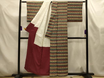 平和屋着物■上質な小紋　横段花文　正絹　逸品　AABL4495sx