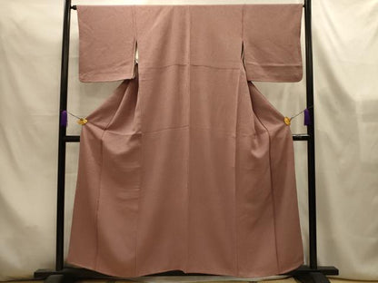 平和屋着物■上質な色無地　幾何学地紋　梅染色　正絹　逸品　AABL4497sx
