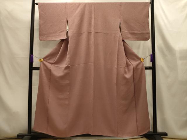 平和屋着物■上質な色無地　幾何学地紋　梅染色　正絹　逸品　AABL4497sx