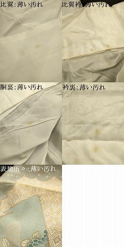 平和屋着物■豪華黒留袖　駒刺繍　扇面花鳥文　金銀彩　正絹　逸品　AABL4505sx