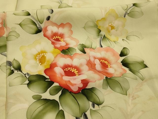 平和屋着物■訪問着　手描き　枝花文　正絹　逸品　AABL4506sx