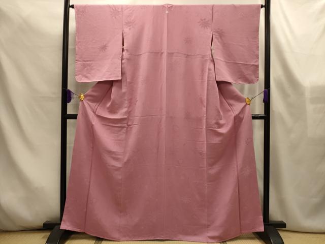 平和屋着物■上質な色無地　更紗花地紋　退紅色　正絹　逸品　AABL4509sx