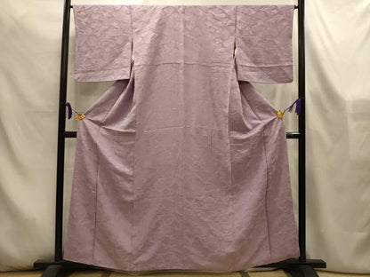 平和屋着物■上質な色無地　流水地紋　薄柿色　正絹　逸品　AABL4510sx
