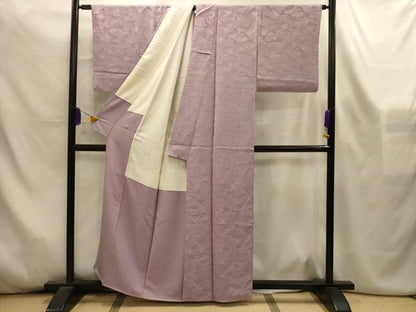 平和屋着物■上質な色無地　流水地紋　薄柿色　正絹　逸品　AABL4510sx