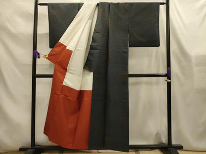 平和屋着物■本場大島紬　箔散らし文様　正絹　逸品　AABL4513sx
