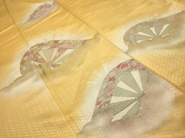 平和屋着物■訪問着　松竹梅片輪車吉祥花文　寿光織　暈し染め　金銀糸　正絹　逸品　AABL4516sx