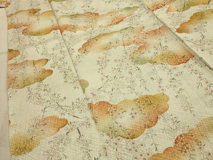 平和屋着物■上質な小紋　枝垂れ花文　暈し染め　正絹　逸品　AABL4518sx