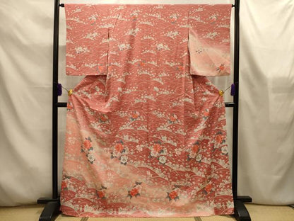 平和屋着物■訪問着　芝花文　暈し染め　正絹　逸品　AABL4519sx