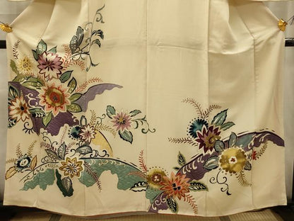 平和屋着物■訪問着　更紗花文　金彩　正絹　逸品　AABL4522sx