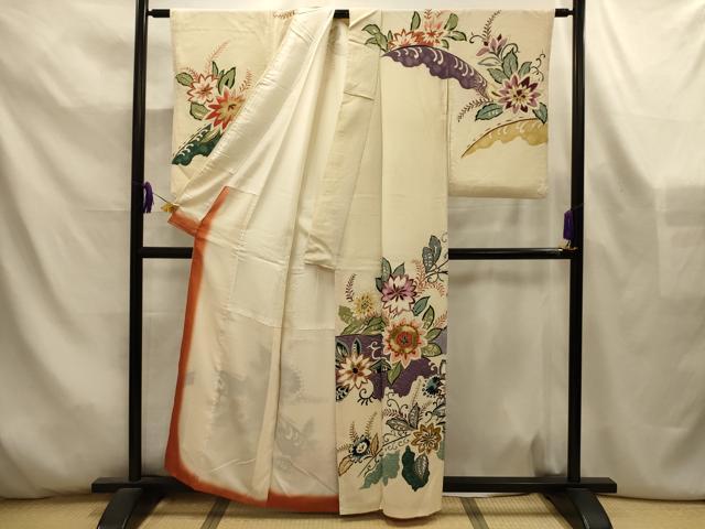 平和屋着物■訪問着　更紗花文　金彩　正絹　逸品　AABL4522sx