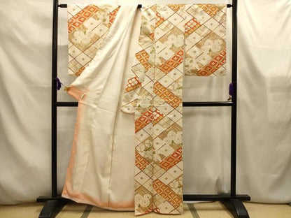 平和屋着物■上質な小紋　松竹梅七宝花菱文　金彩　正絹　逸品　AABL4523sx