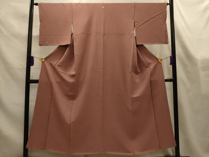 平和屋着物■上質な色無地　紋意匠　梅染色　正絹　逸品　AABL4525sx