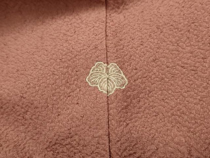 平和屋着物■上質な色無地　紋意匠　梅染色　正絹　逸品　AABL4525sx