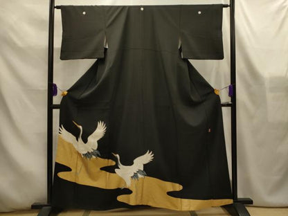 平和屋着物■豪華黒留袖　作家物　隆峰　群れ鶴文　正絹　逸品　AABL4527sx