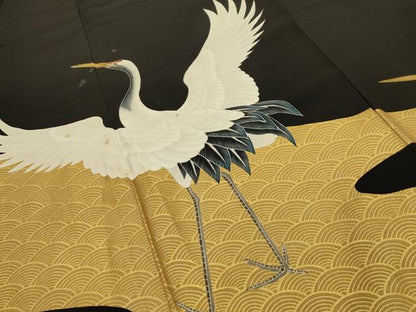 平和屋着物■豪華黒留袖　作家物　隆峰　群れ鶴文　正絹　逸品　AABL4527sx