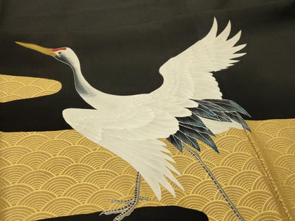 平和屋着物■豪華黒留袖　作家物　隆峰　群れ鶴文　正絹　逸品　AABL4527sx